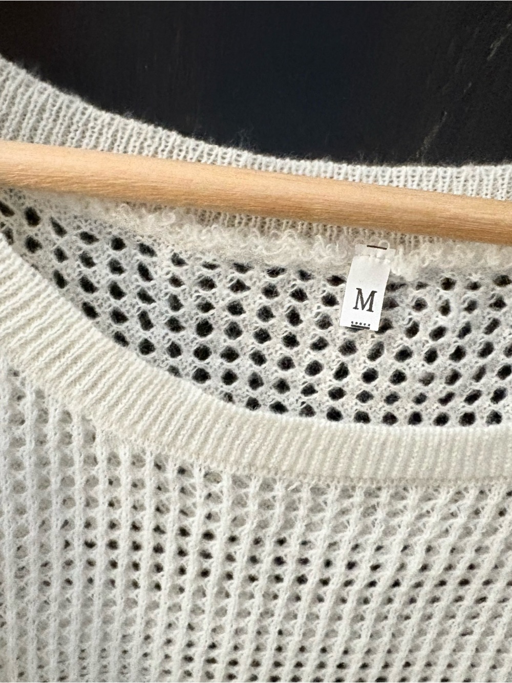 Open-Weave Cream Women's Sweater Top - Size M
